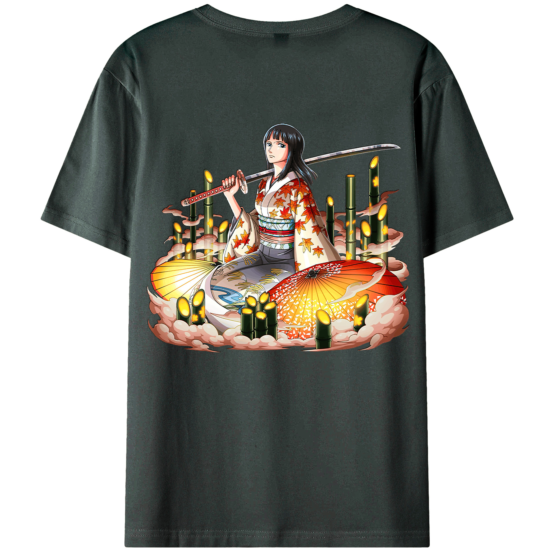 ワンピース ニコ・ロビン ONE PIECE Nico Robin 綿100％ メンズ半袖Tシャツ（バックプリント） 通気性